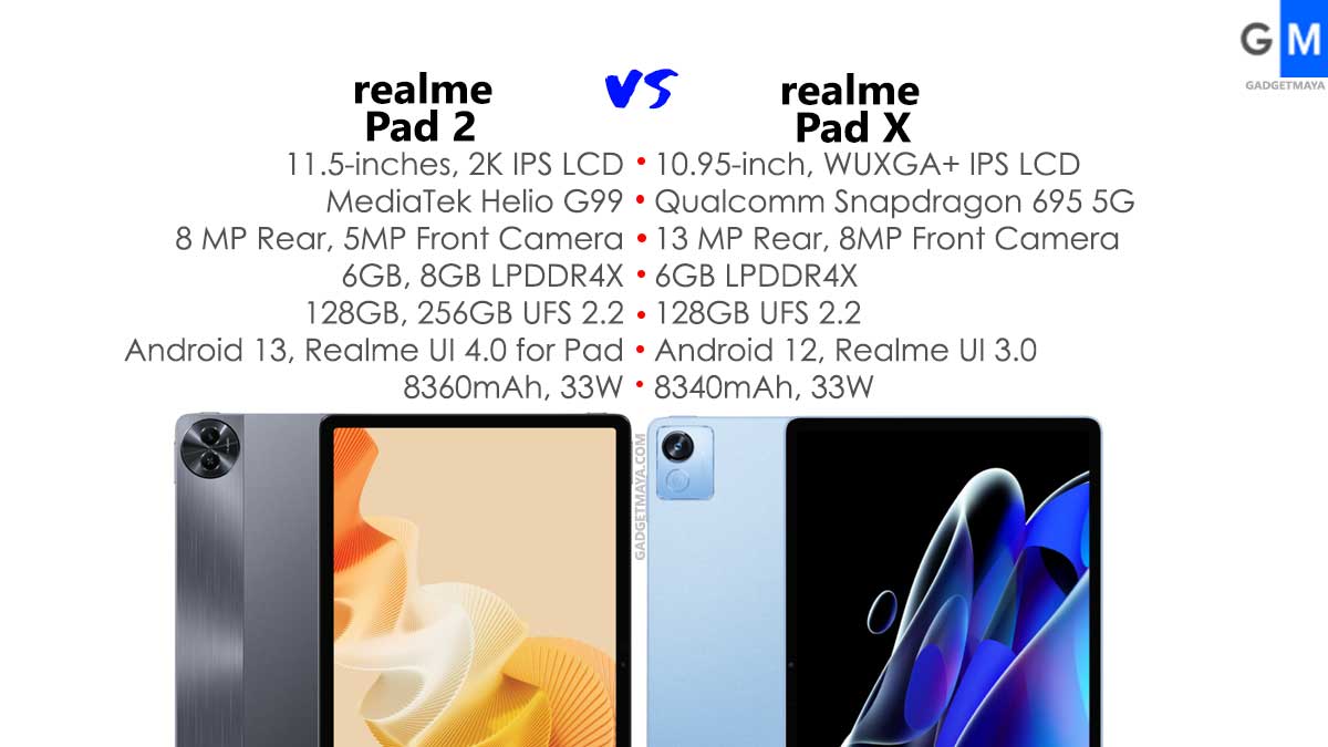 Realme Pad 2 vs Realme Pad X