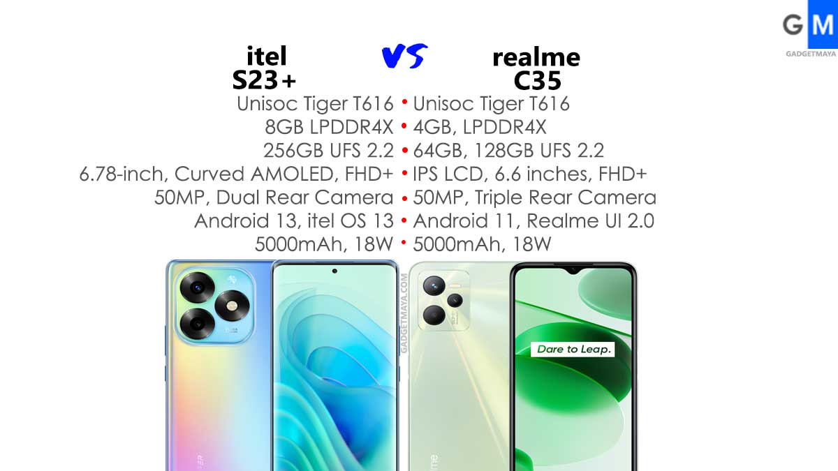 itel S23+ vs Realme C35